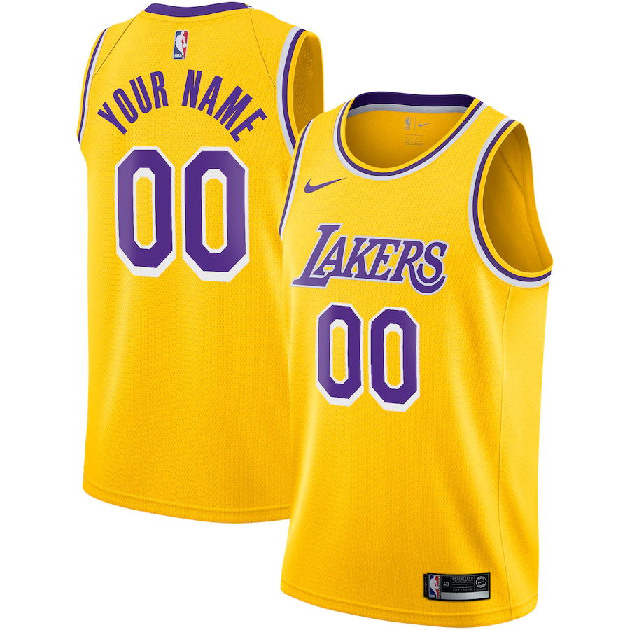 Cheap Women Custom Los Angeles Lakers Nike 2020-21 Swingman Custom Jersey Icon Edition Gold NBA Jerseys